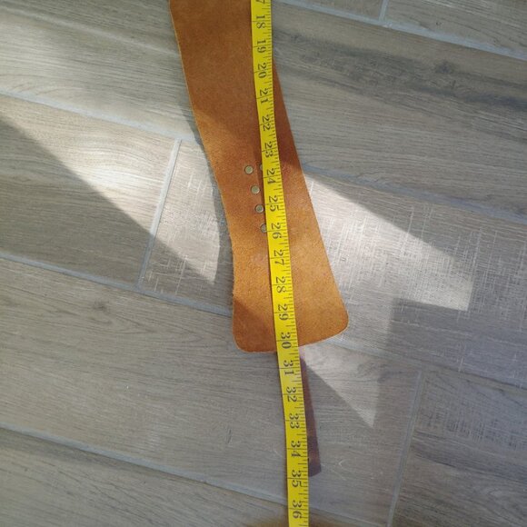 VTG Bebe Womens Leather Wide Belt Swarovski Element Turquoise Buckle Sz S Boho - Picture 11 of 12